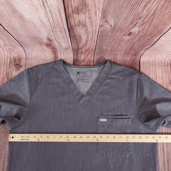 Figs Mens Size Large Leon Two Pocket Scrub Top Gray V-Neck Shirt FM1500 PO 1659 - Picture 10 of 12